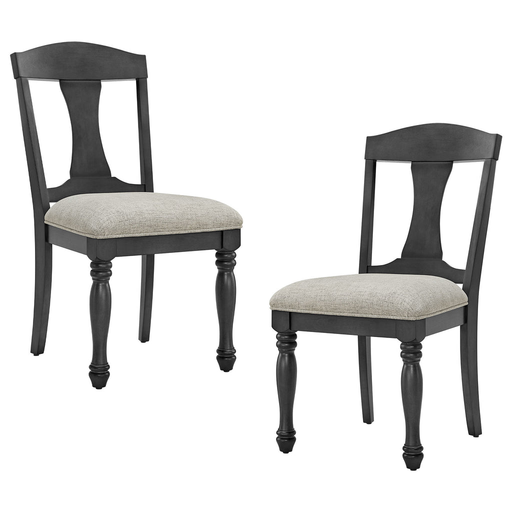 Mid Century Wooden Frame Upholstered Dining Chairs Set of 2