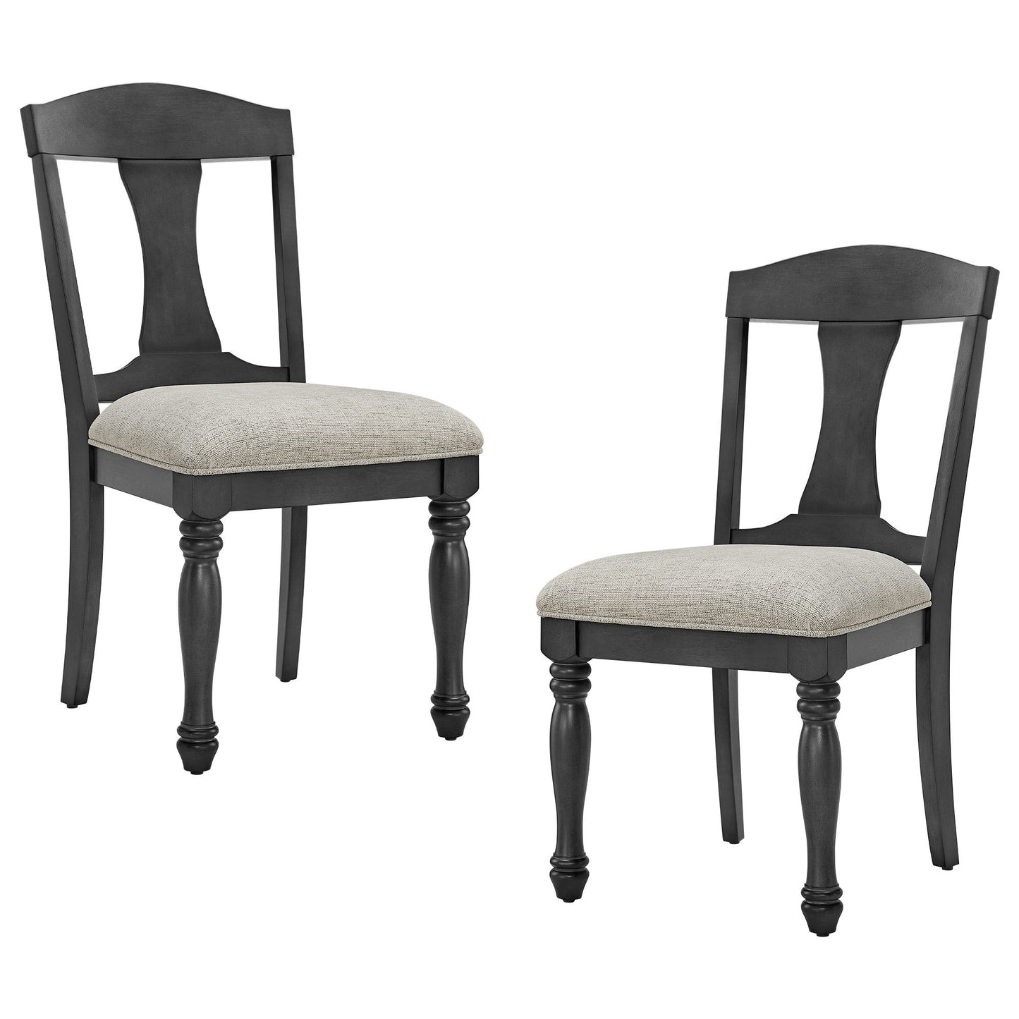 Mid Century Wooden Frame Upholstered Dining Chairs Set of 2