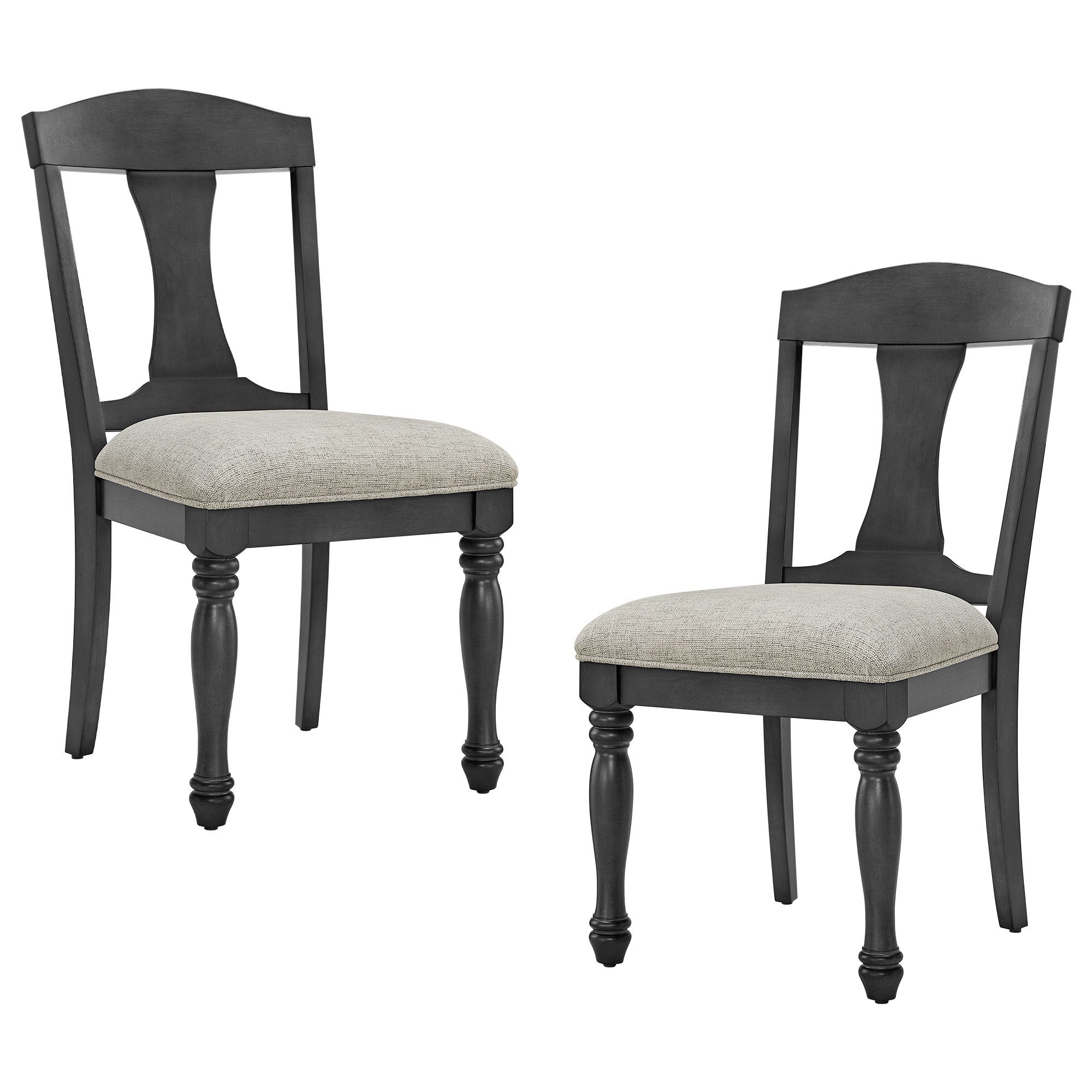 Mid Century Wooden Frame Upholstered Dining Chairs Set of 2
