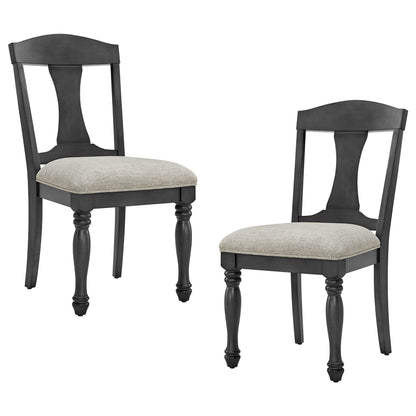 Mid Century Wooden Frame Upholstered Dining Chairs Set of 2