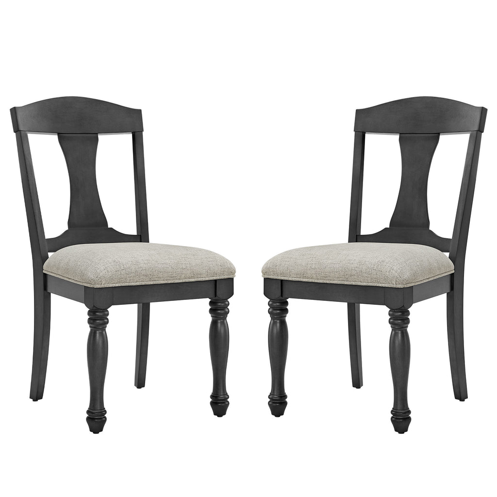 Mid Century Wooden Frame Upholstered Dining Chairs Set of 2