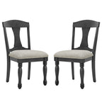 Mid Century Wooden Frame Upholstered Dining Chairs Set of 2