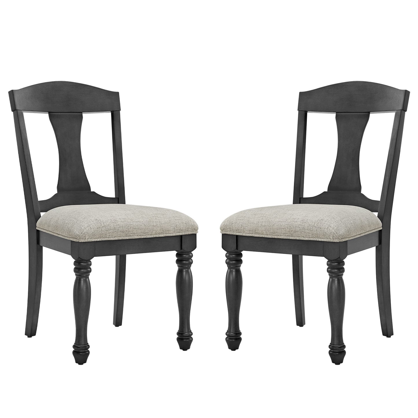 Mid Century Wooden Frame Upholstered Dining Chairs Set of 2