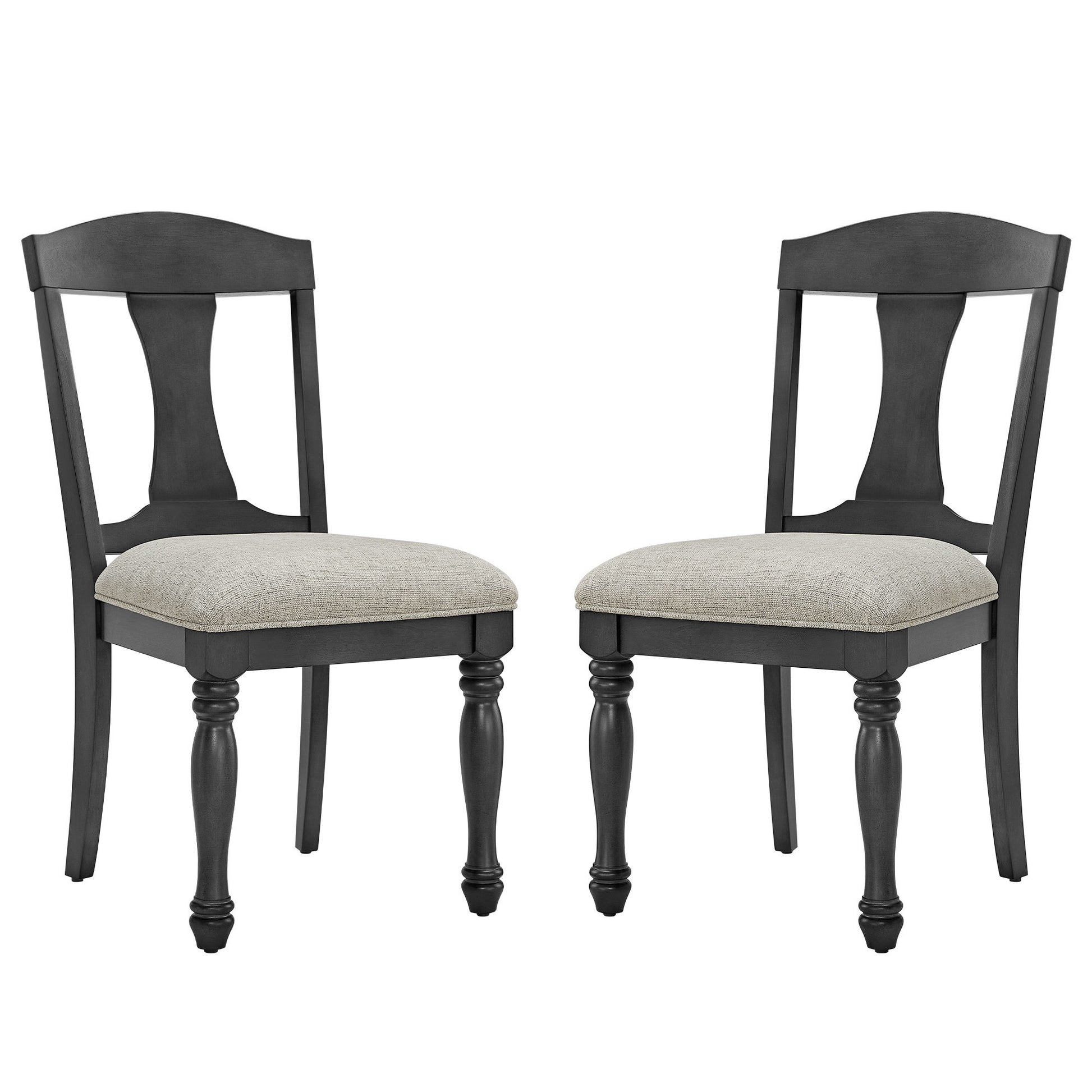 Mid Century Wooden Frame Upholstered Dining Chairs Set of 2