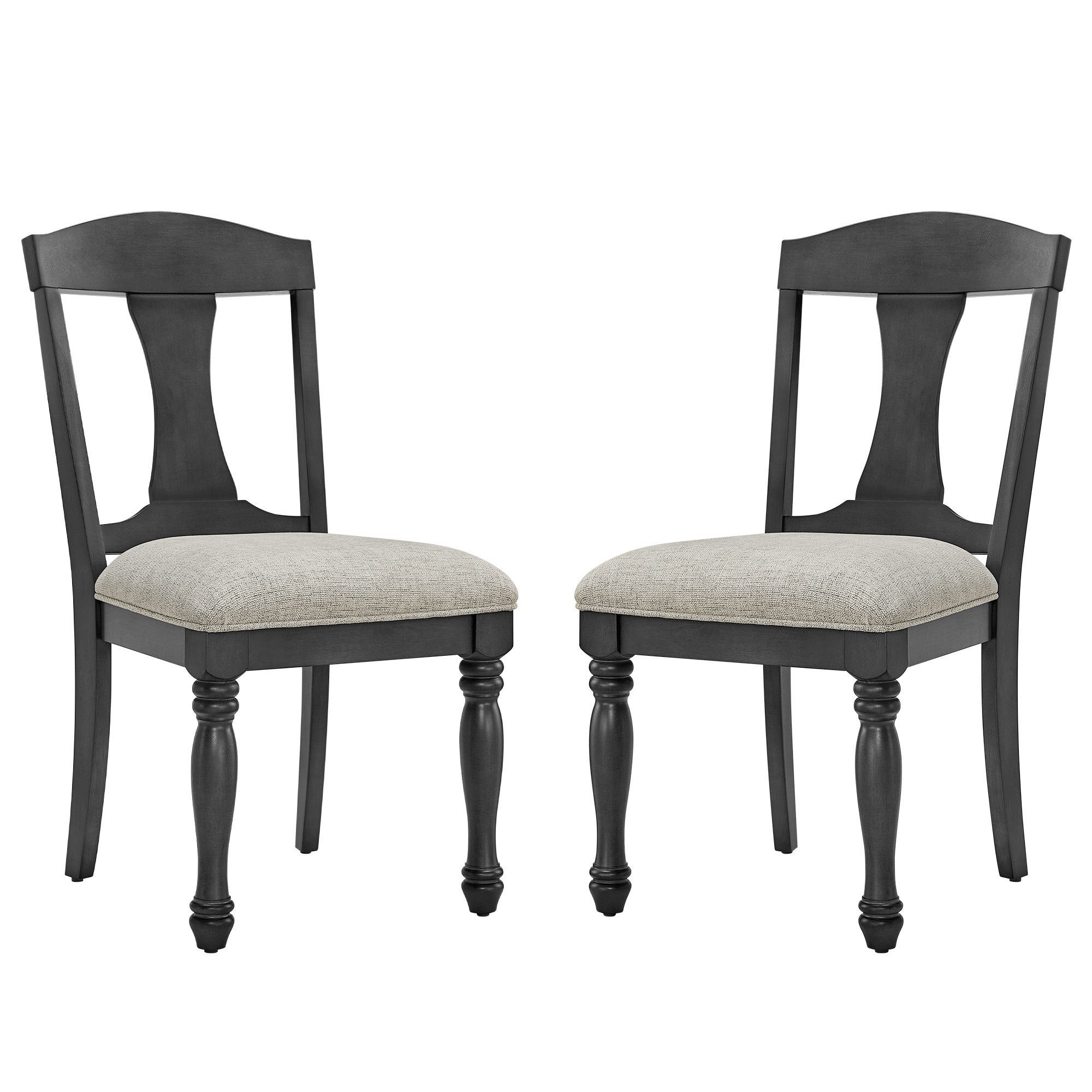 Mid Century Wooden Frame Upholstered Dining Chairs Set of 2