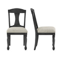 Mid Century Wooden Frame Upholstered Dining Chairs Set of 2