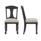 Mid Century Wooden Frame Upholstered Dining Chairs Set of 2