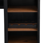 ON-TREND Farmhouse 4-Piece Entertainment Wall Unit Set with Bookshelf for TVs Up to 70', Walnut TV Stand with Adjustable Shelves, Mid-Century Large Media Console with Wine Rack for Living Room, Black