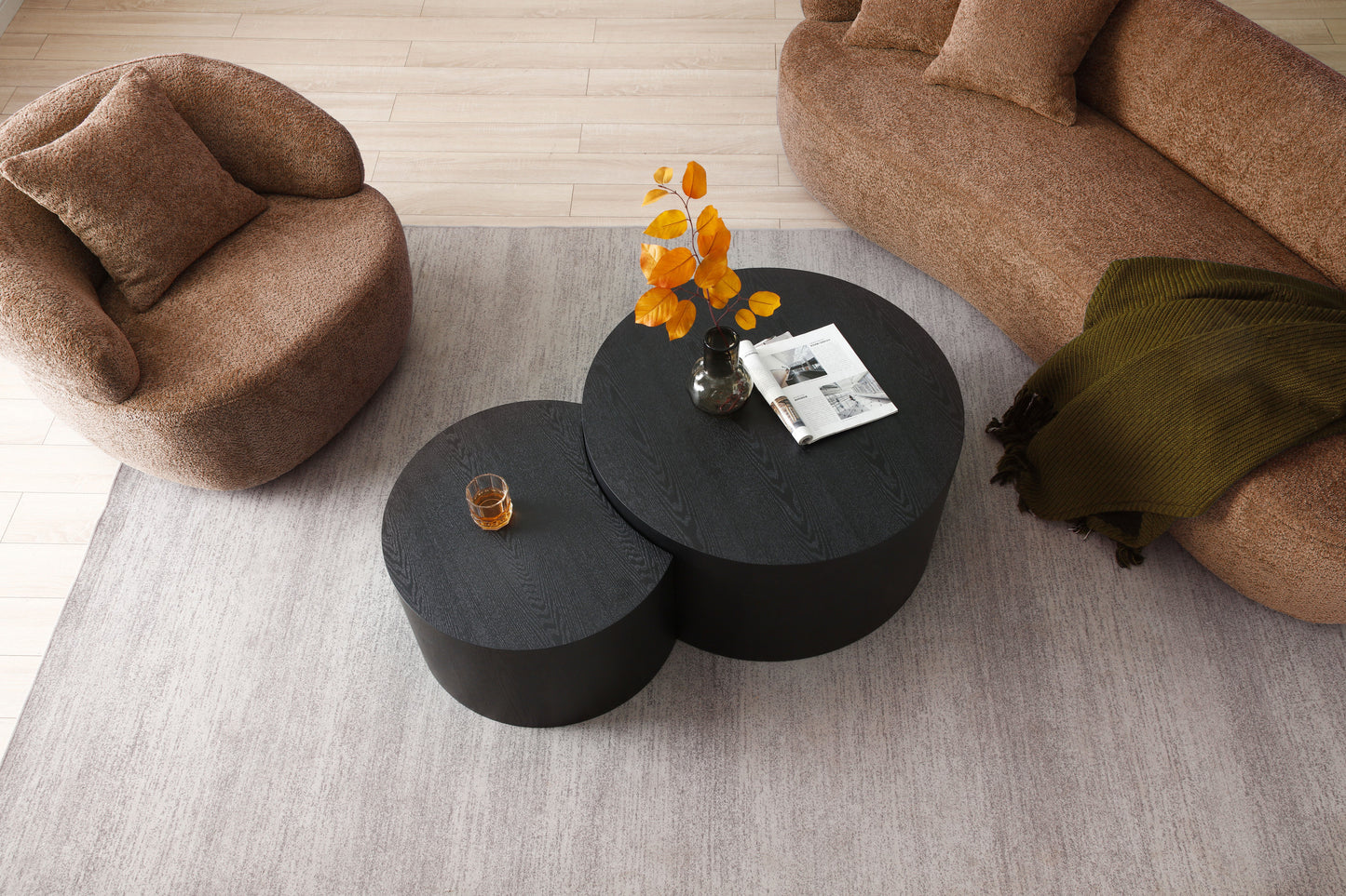 360° Swivel Mid Century Modern Curved Sofa, 1-Seat Cloud couch Boucle sofa Fabric Couch for Living Room, Bedroom, Office Brown