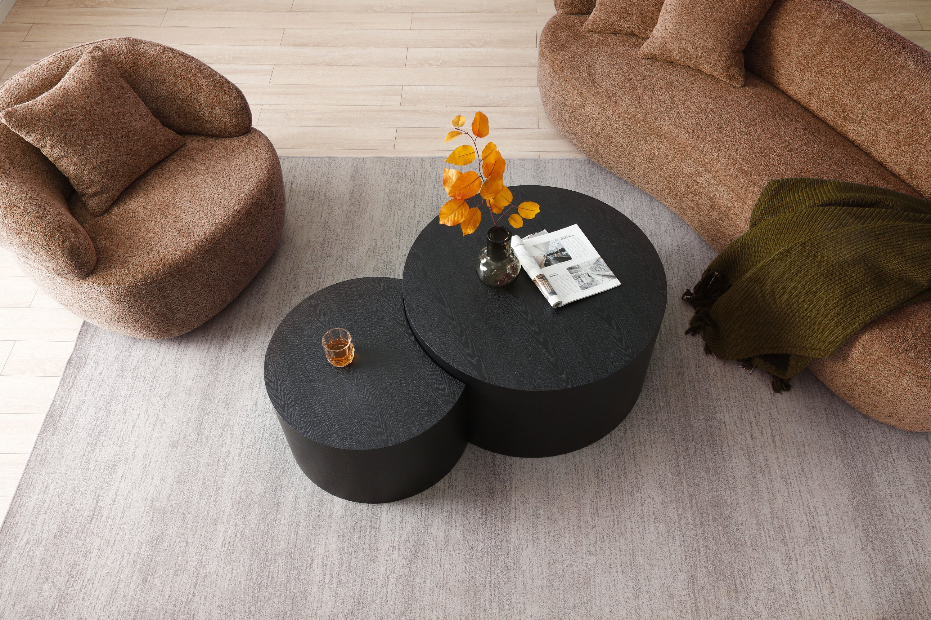 360° Swivel Mid Century Modern Curved Sofa, 1-Seat Cloud couch Boucle sofa Fabric Couch for Living Room, Bedroom, Office Brown