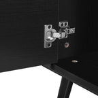 70' TV Stand for TVs up to 80 Inches, Mid Century Modern Entertainment Center with Rattan Doors, 2 Drawers, and Open Shelf, Television Stand for Living Room