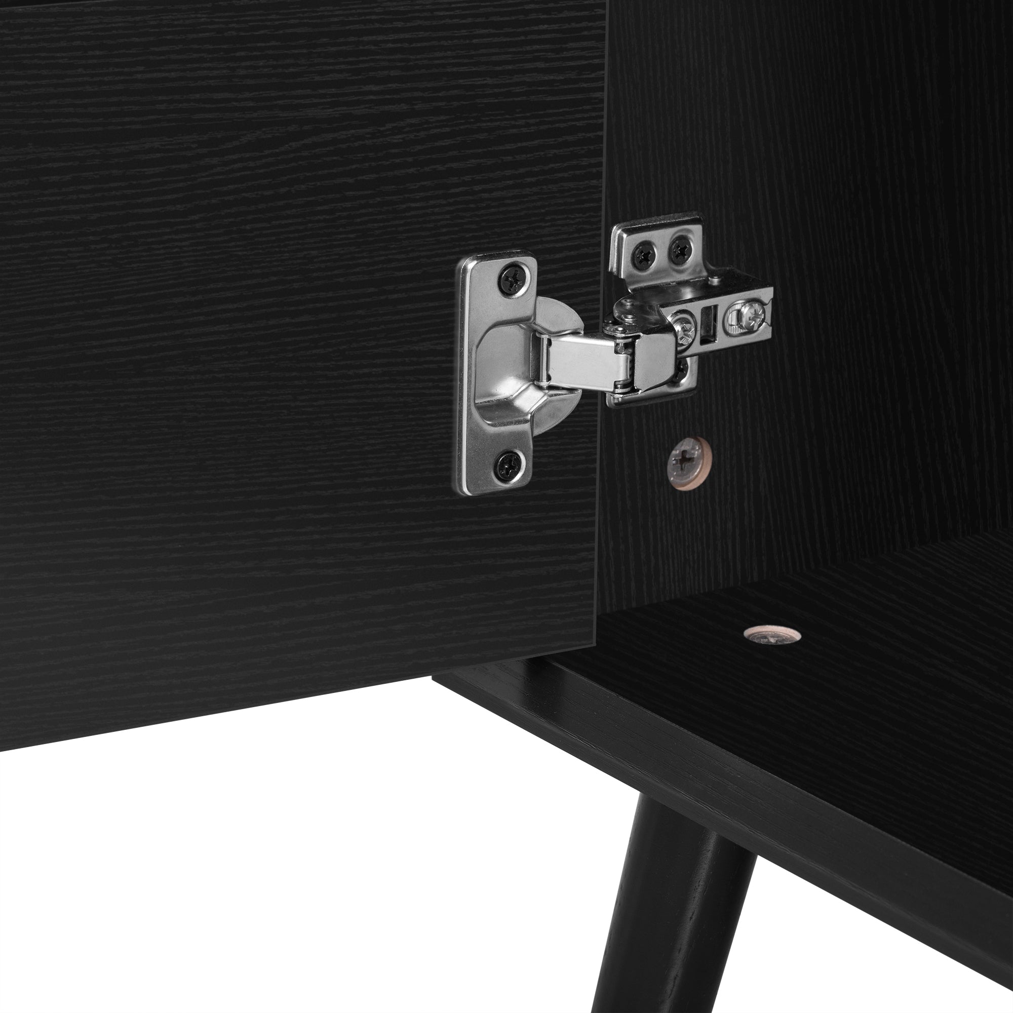 70' TV Stand for TVs up to 80 Inches, Mid Century Modern Entertainment Center with Rattan Doors, 2 Drawers, and Open Shelf, Television Stand for Living Room