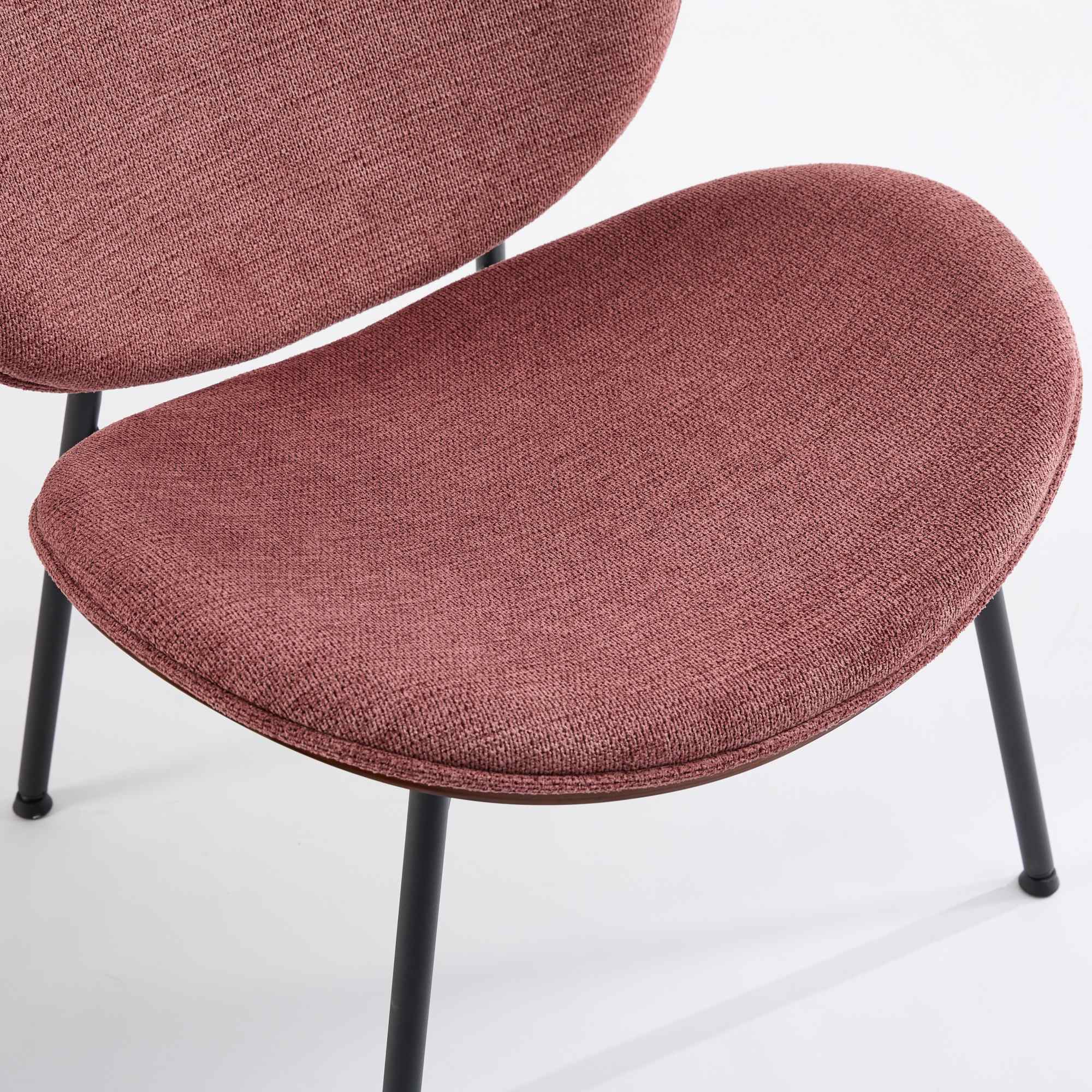 Mid-Century Modern Shell Chair Single Side Chair Tripod,bean paste pink fabric Lounge Chair in Walnut Finish Comfortable Backrest,Bean Paste Red color,SW1871PR