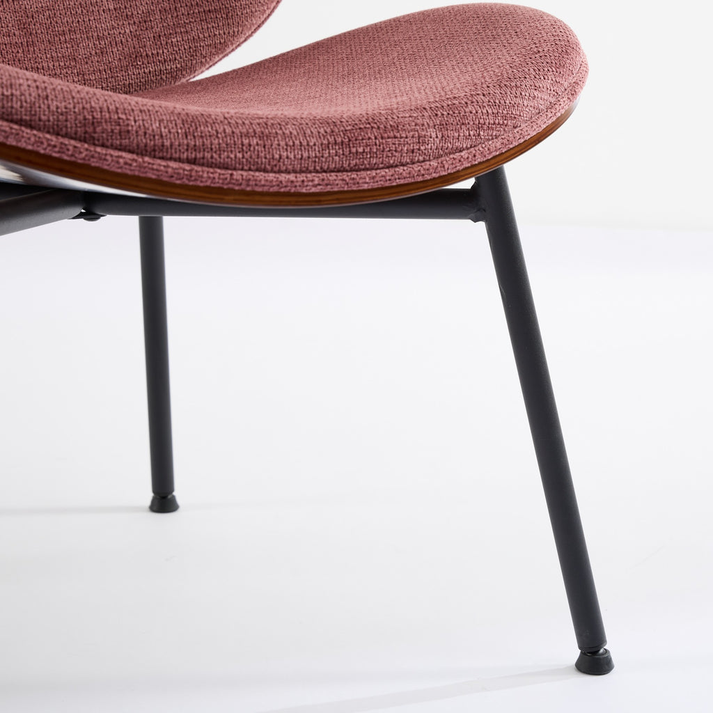 Mid-Century Modern Shell Chair Single Side Chair Tripod,bean paste pink fabric Lounge Chair in Walnut Finish Comfortable Backrest,Bean Paste Red color,SW1871PR
