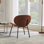 Mid-Century Modern Shell Chair Single Side Chair Tripod,bean paste pink fabric Lounge Chair in Walnut Finish Comfortable Backrest,Bean Paste Red color,SW1871PR