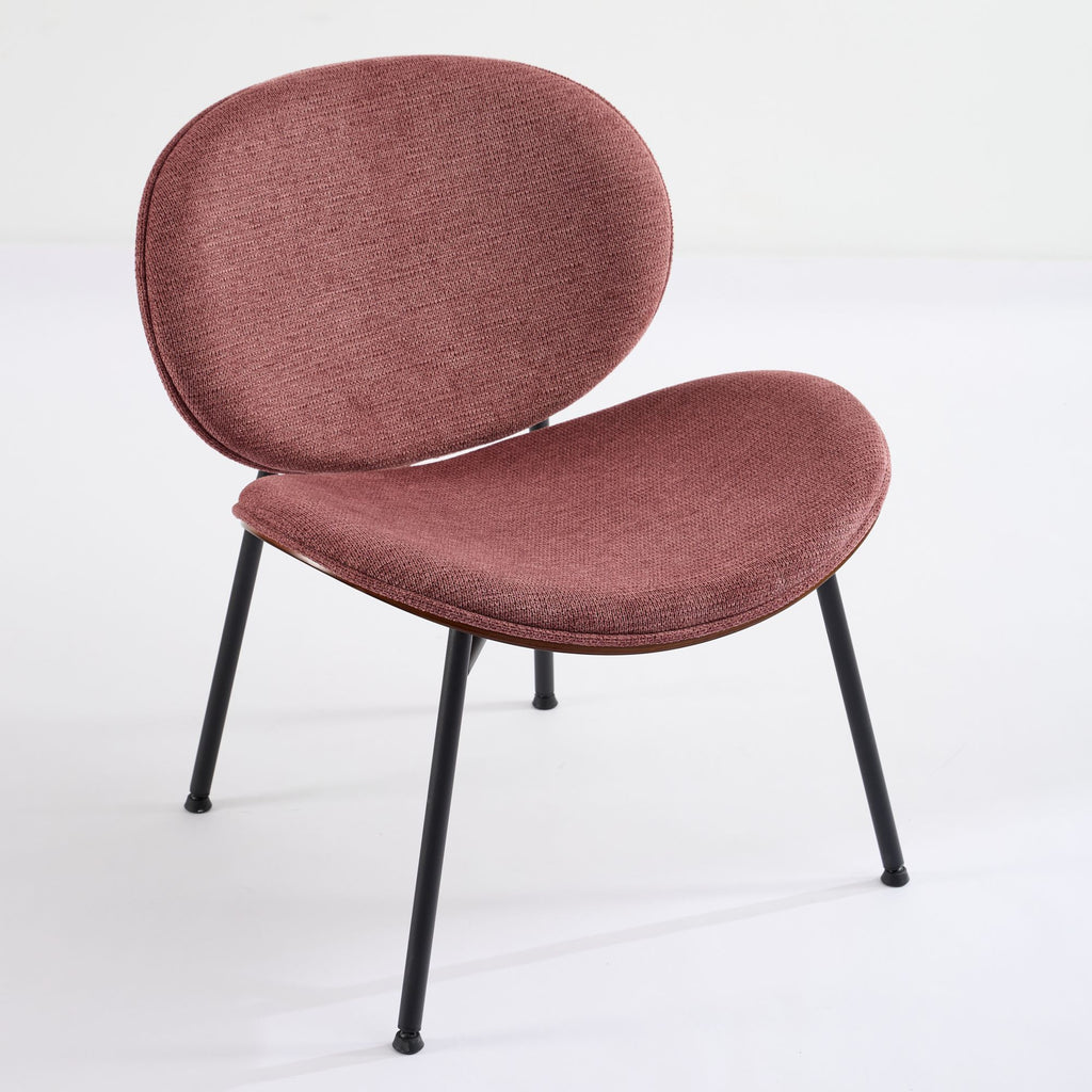 Mid-Century Modern Shell Chair Single Side Chair Tripod,bean paste pink fabric Lounge Chair in Walnut Finish Comfortable Backrest,Bean Paste Red color,SW1871PR