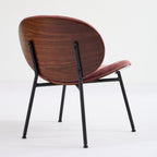 Mid-Century Modern Shell Chair Single Side Chair Tripod,bean paste pink fabric Lounge Chair in Walnut Finish Comfortable Backrest,Bean Paste Red color,SW1871PR