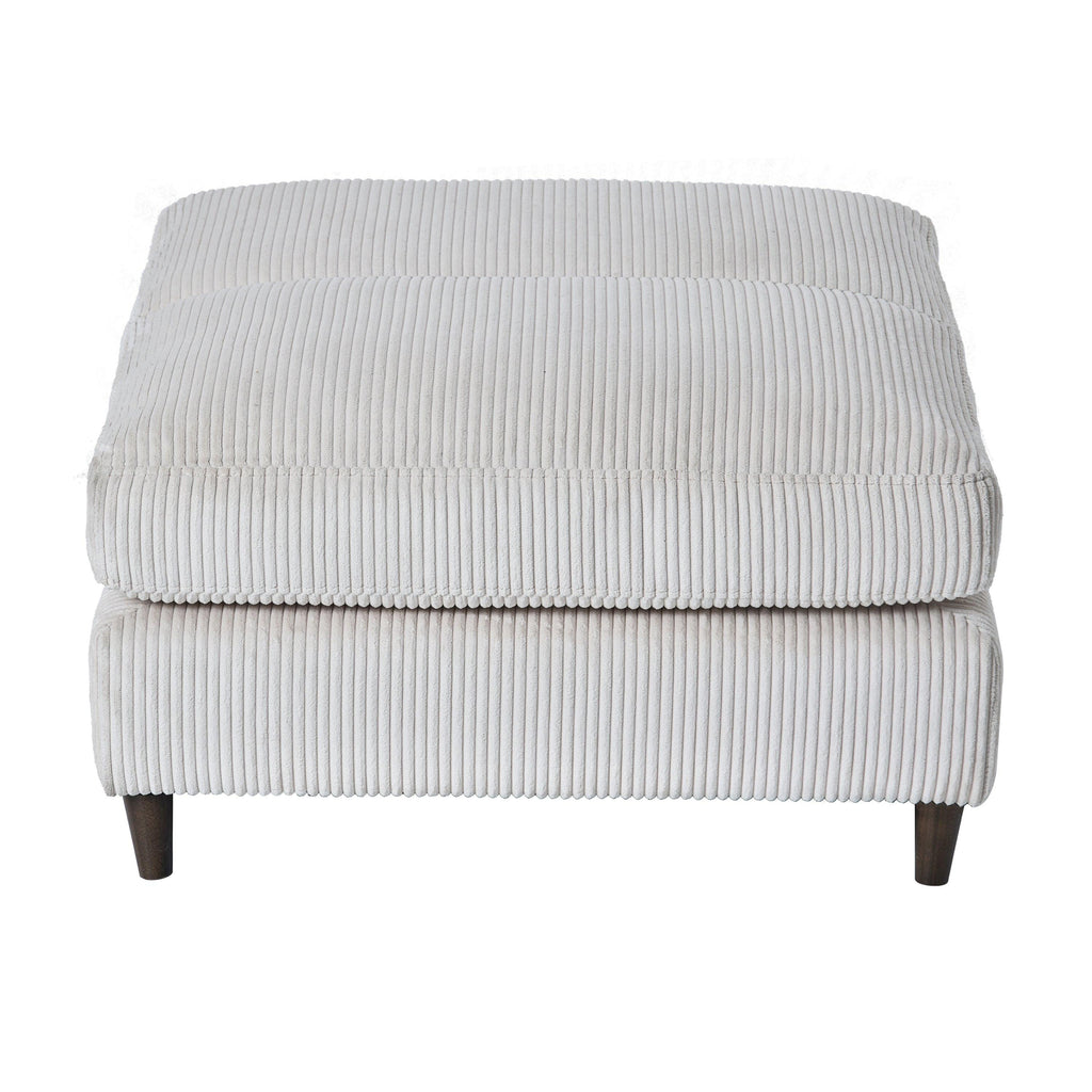 Mid-Century Modern Beige Corduroy 6-Seat Sectional Sofa.