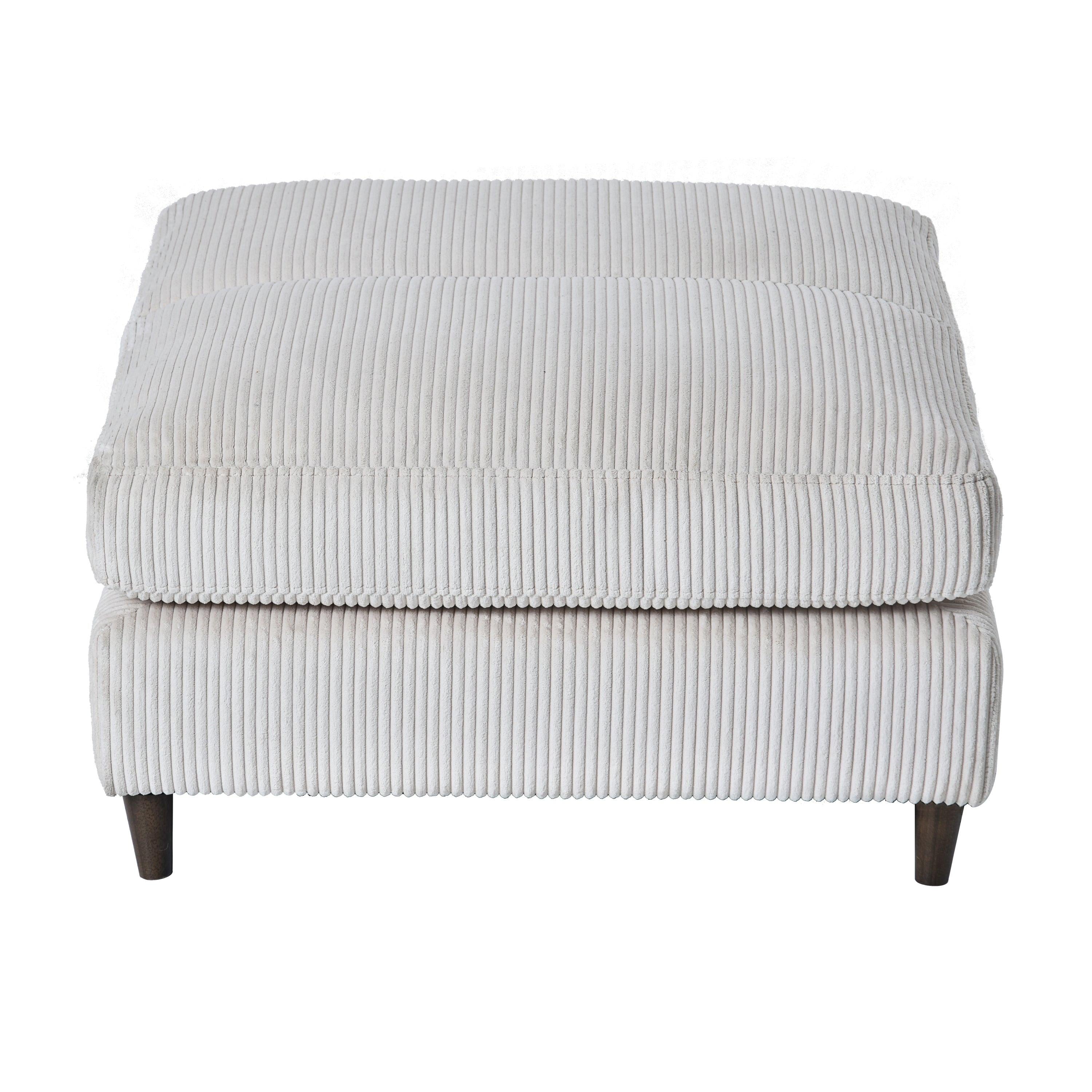 Mid-Century Modern Beige Corduroy 6-Seat Sectional Sofa.