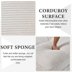 Mid-Century Modern Beige Corduroy 6-Seat Sectional Sofa.