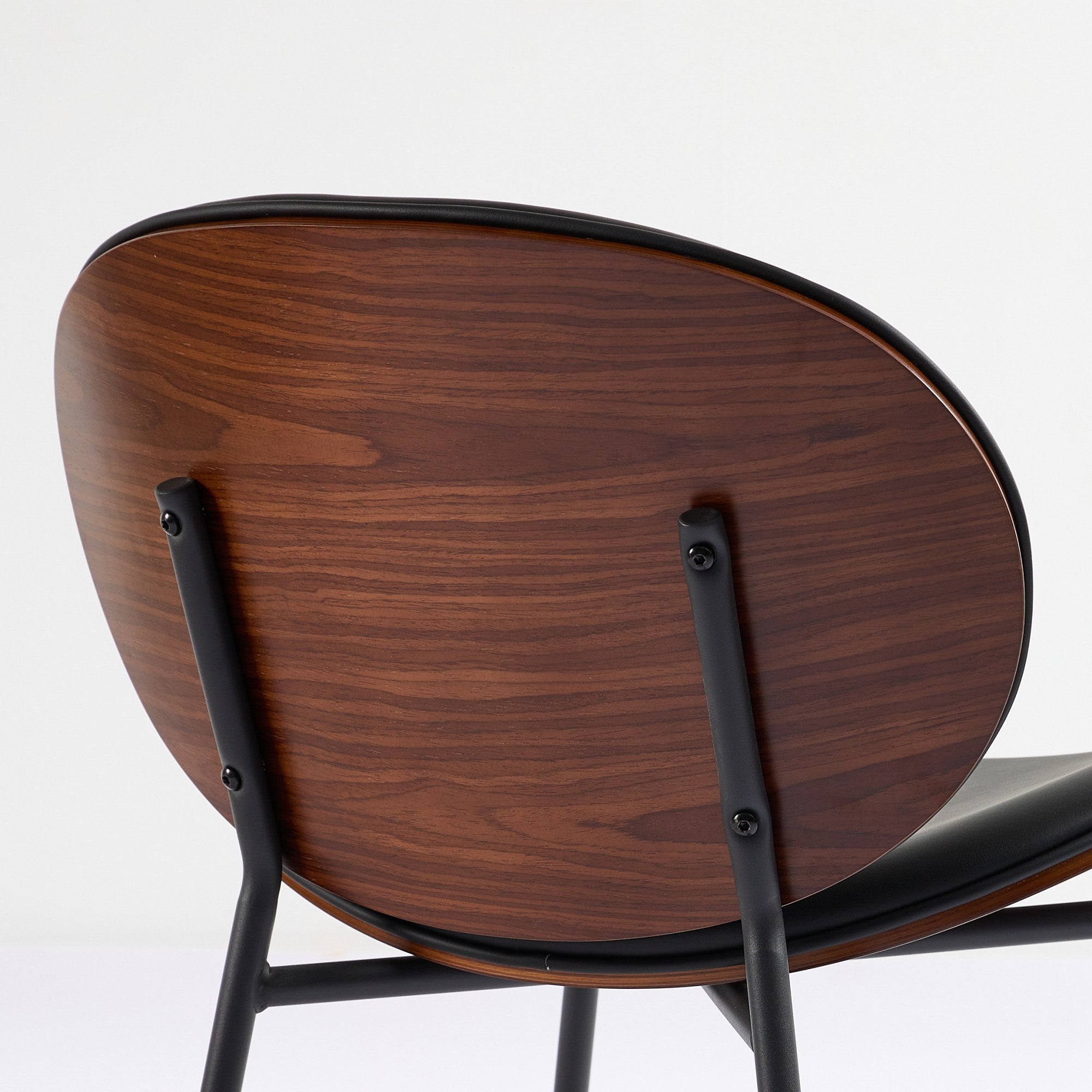 Mid-Century Modern Shell Chair Single Side Chair Tripod Black Leather Lounge Chair in Walnut Finish Comfortable Backrest,Black color,SW1871BK