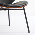 Mid-Century Modern Shell Chair Single Side Chair Tripod Black Leather Lounge Chair in Walnut Finish Comfortable Backrest,Black color,SW1871BK