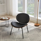 Mid-Century Modern Shell Chair Single Side Chair Tripod Black Leather Lounge Chair in Walnut Finish Comfortable Backrest,Black color,SW1871BK