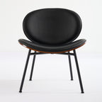 Mid-Century Modern Shell Chair Single Side Chair Tripod Black Leather Lounge Chair in Walnut Finish Comfortable Backrest,Black color,SW1871BK