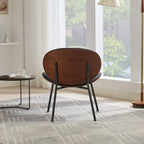 Mid-Century Modern Shell Chair Single Side Chair Tripod Black Leather Lounge Chair in Walnut Finish Comfortable Backrest,Black color,SW1871BK