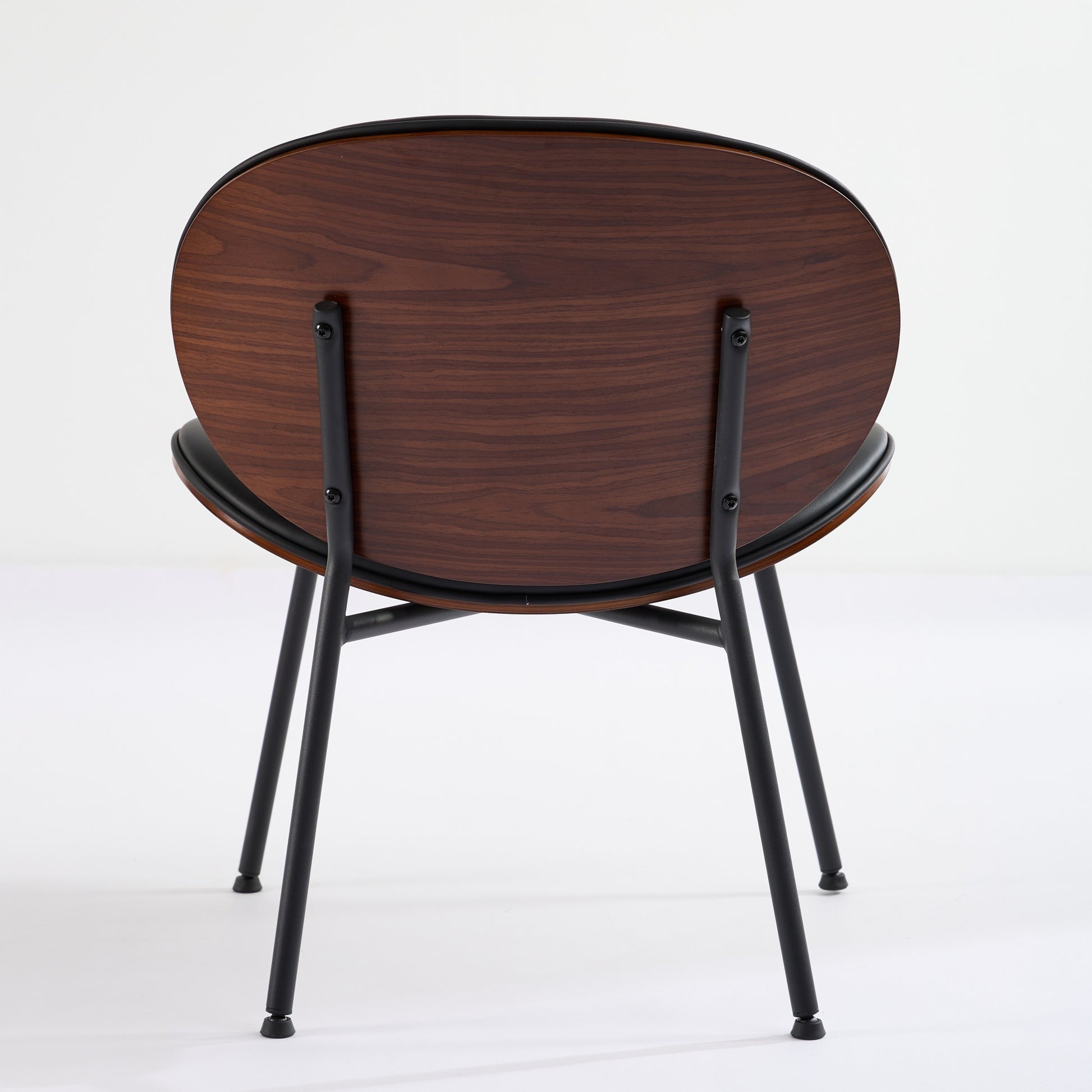 Mid-Century Modern Shell Chair Single Side Chair Tripod Black Leather Lounge Chair in Walnut Finish Comfortable Backrest,Black color,SW1871BK