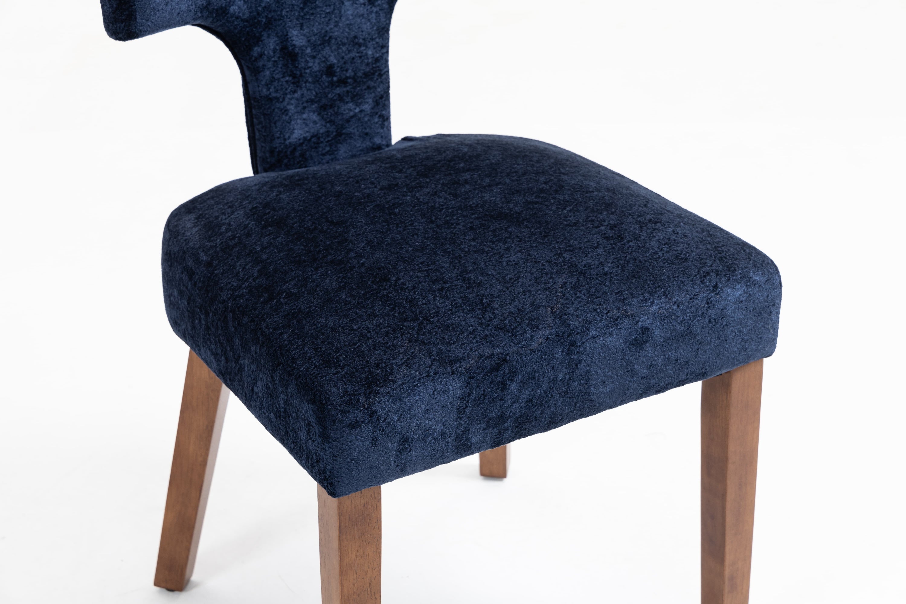 Mid Century Modern Dining Chairs Set of 2, Farmhouse Linen Fabric Upholstered Accent Chair,Kitchen Chairs with Hardwood Frame, Blue Color