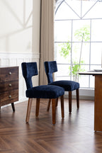 Mid Century Modern Dining Chairs Set of 2, Farmhouse Linen Fabric Upholstered Accent Chair,Kitchen Chairs with Hardwood Frame, Blue Color