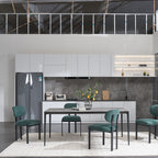 Modern Dining Room Chairs Set of 2, Mid-Century Upholstered Boucle Kitchen Dining Chairs with Black Metal Legs