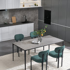 Modern Dining Room Chairs Set of 2, Mid-Century Upholstered Boucle Kitchen Dining Chairs with Black Metal Legs