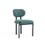 Modern Dining Room Chairs Set of 2, Mid-Century Upholstered Boucle Kitchen Dining Chairs with Black Metal Legs