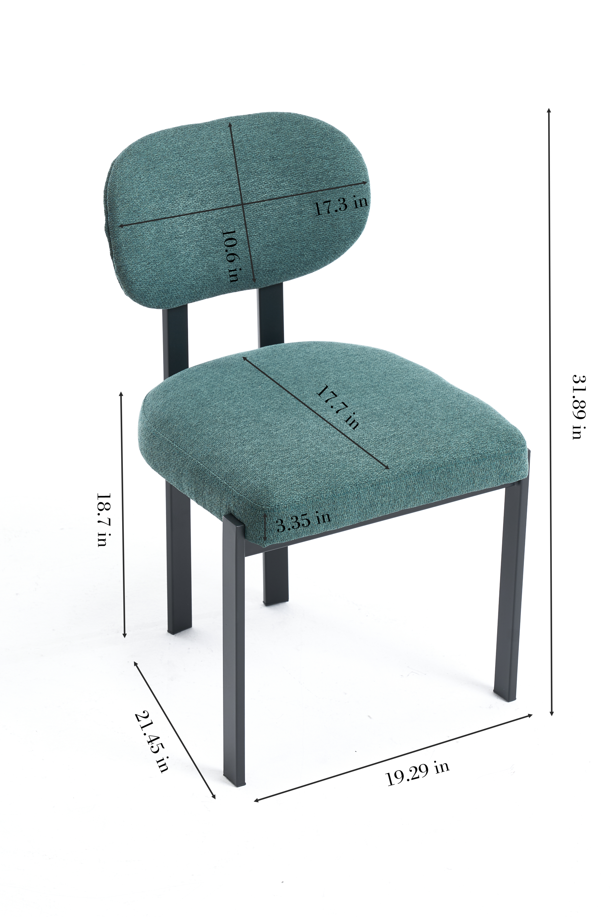 Modern Dining Room Chairs Set of 2, Mid-Century Upholstered Boucle Kitchen Dining Chairs with Black Metal Legs