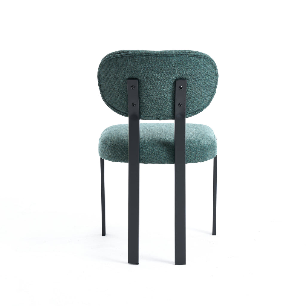 Modern Dining Room Chairs Set of 2, Mid-Century Upholstered Boucle Kitchen Dining Chairs with Black Metal Legs