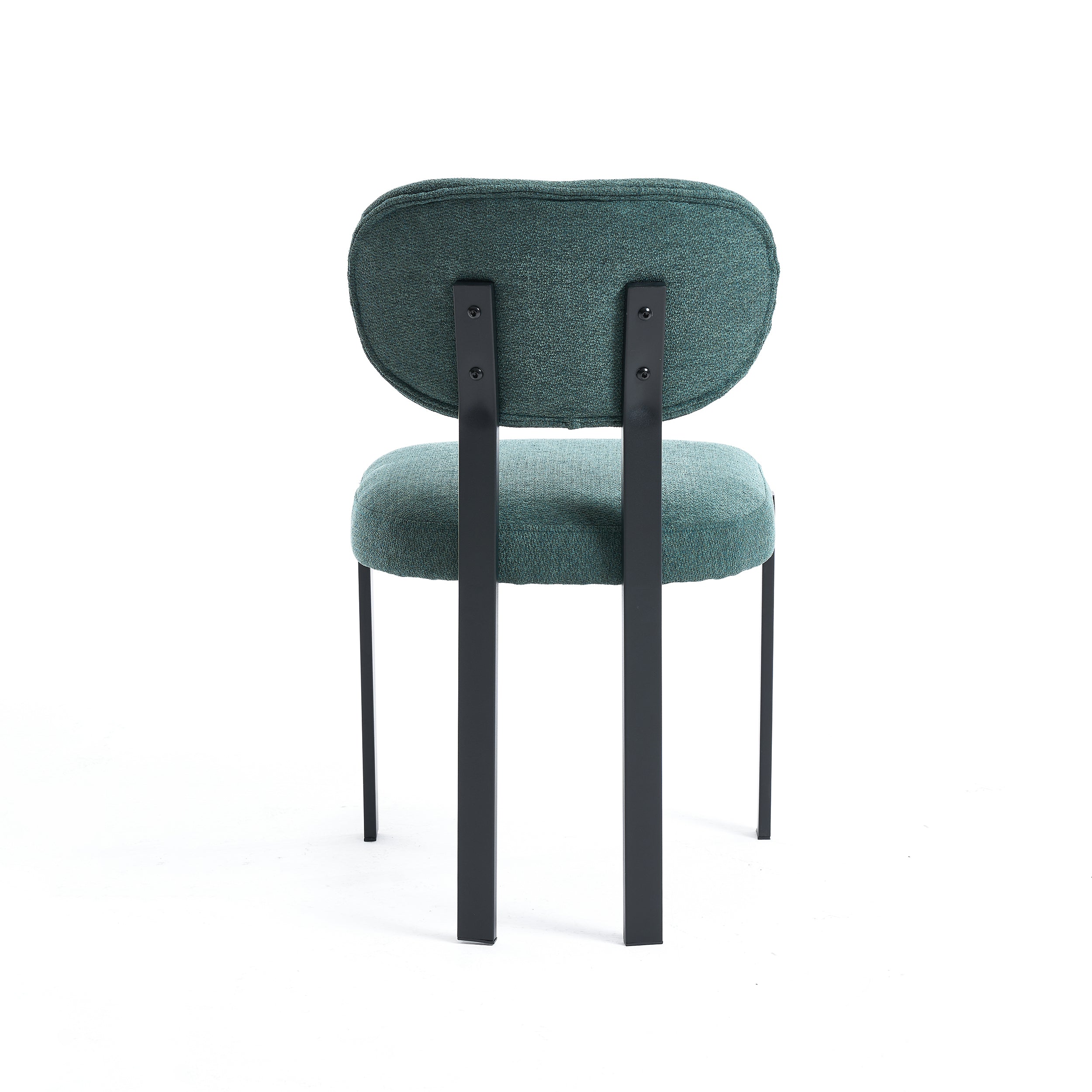 Modern Dining Room Chairs Set of 2, Mid-Century Upholstered Boucle Kitchen Dining Chairs with Black Metal Legs