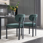 Modern Dining Room Chairs Set of 2, Mid-Century Upholstered Boucle Kitchen Dining Chairs with Black Metal Legs