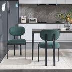 Modern Dining Room Chairs Set of 2, Mid-Century Upholstered Boucle Kitchen Dining Chairs with Black Metal Legs