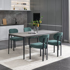 Modern Dining Room Chairs Set of 2, Mid-Century Upholstered Boucle Kitchen Dining Chairs with Black Metal Legs