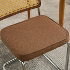 Mid Century Modern Dining Chairs Set of 2, Linen Accent Chairs with Natural Cane Back & Stainless Chrome Base, Famous Breuer Designed Chairs, Upholstered Rattan Kitchen Chairs,Coffee color,SW1851CF