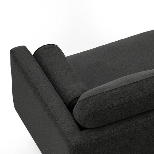 Mid-Century Modern Charcoal Grey Wood Sectional Sofa.