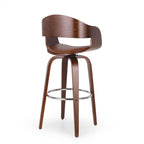 Mid-Century Modern Bar Stool, Brown, Swivel Function, 19.5' (L) x 18.5' (W) x 41.75' (H)