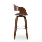 Mid-Century Modern Bar Stool, Brown, Swivel Function, 19.5' (L) x 18.5' (W) x 41.75' (H)