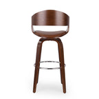 Mid-Century Modern Bar Stool, Brown, Swivel Function, 19.5' (L) x 18.5' (W) x 41.75' (H)