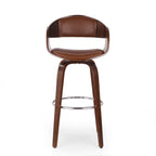 Mid-Century Modern Bar Stool, Brown, Swivel Function, 19.5' (L) x 18.5' (W) x 41.75' (H)