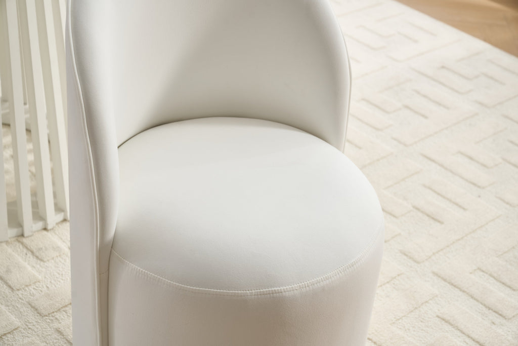 Set Of 1 Upholstered Kitchen & Dining Room Barrel Chair, Mid Century Modern Round Velvet Dining Chair, 360 Degree Swivel Comfy Armless Accent Makeup Vanity Side Chair for Bedroom Living Room