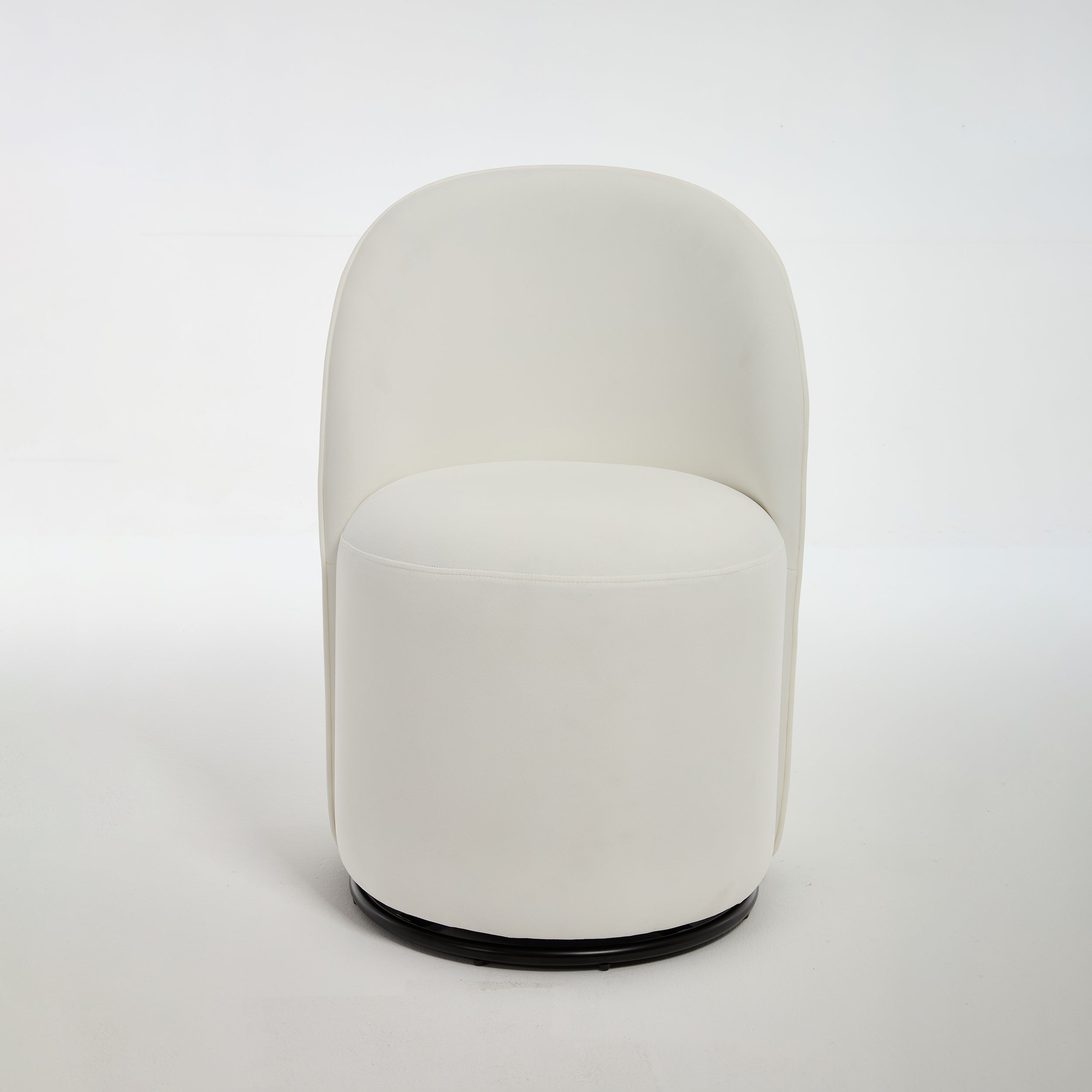 Set Of 1 Upholstered Kitchen & Dining Room Barrel Chair, Mid Century Modern Round Velvet Dining Chair, 360 Degree Swivel Comfy Armless Accent Makeup Vanity Side Chair for Bedroom Living Room