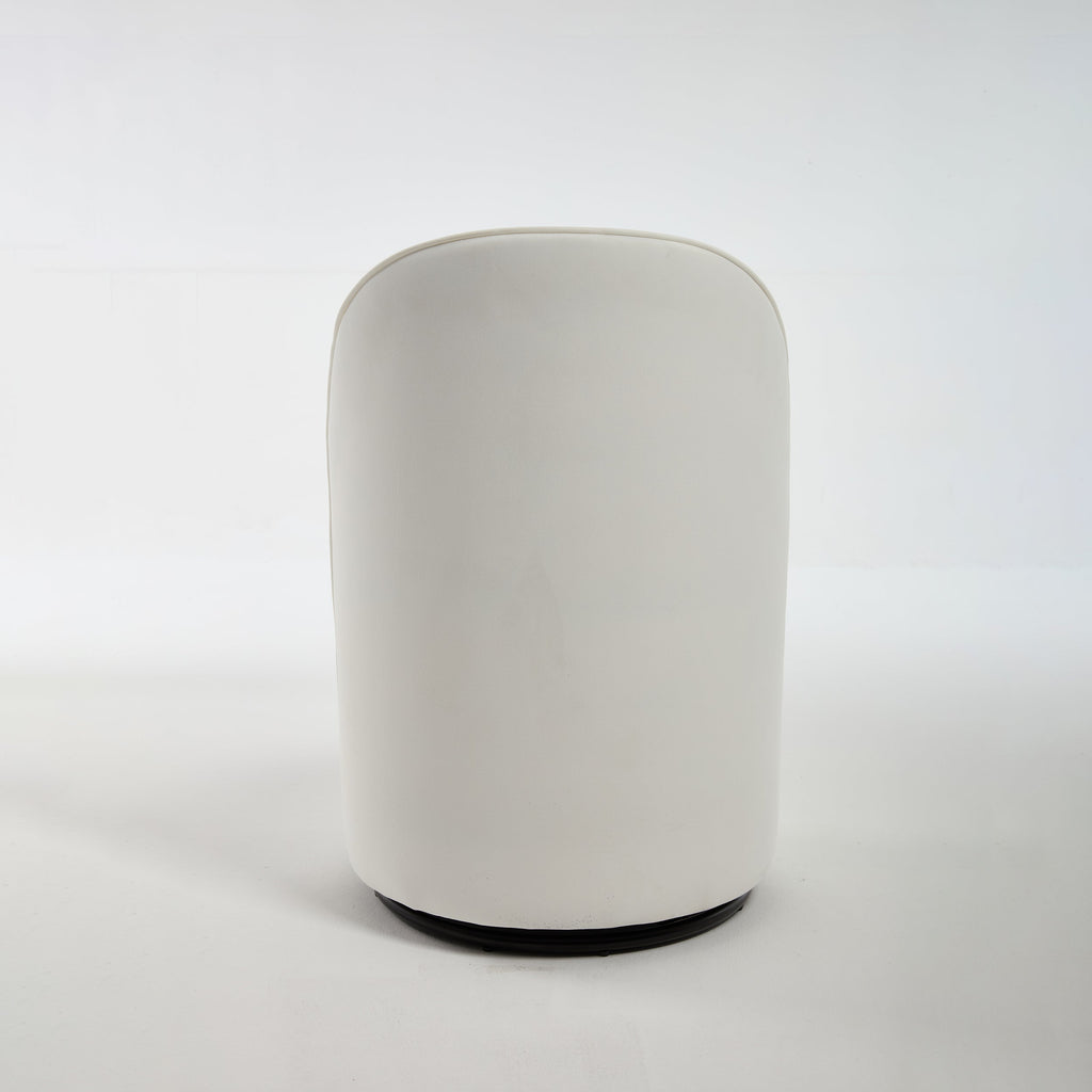 Set Of 1 Upholstered Kitchen & Dining Room Barrel Chair, Mid Century Modern Round Velvet Dining Chair, 360 Degree Swivel Comfy Armless Accent Makeup Vanity Side Chair for Bedroom Living Room